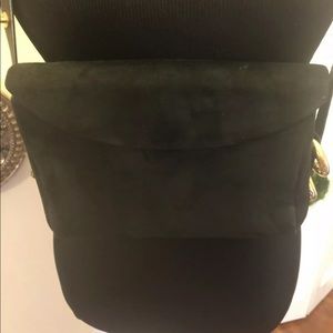 Rodo  Vintage Black Suede Shoulder Bag